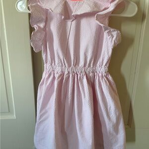 J Crew Girls Pink Ruffle Seersucker Dress, Size 7